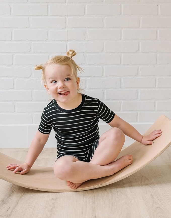 moimoln Stripe Pajamas Set 12M-8Y Ribbed Unisex Baby & Toddler, Soft Viscose, Snug-Fit, Everyday Sleepwear