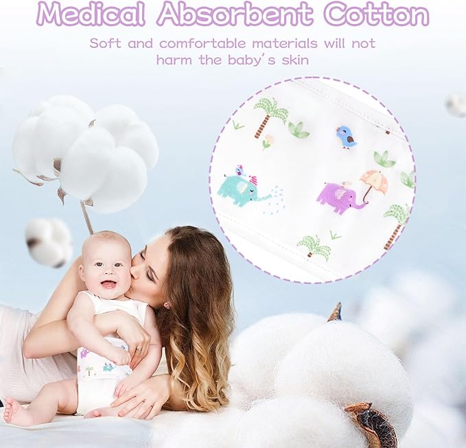 4Pcs Baby Infant Umbilical Cord Belly Bands Cartoon Cotton Soft Baby Belly Belt, Adjustable Newborn Belly Button Wrap, Baby Tummy Wrap for Protection, Baby Gifts for 0 to 12 Months(Elephant)