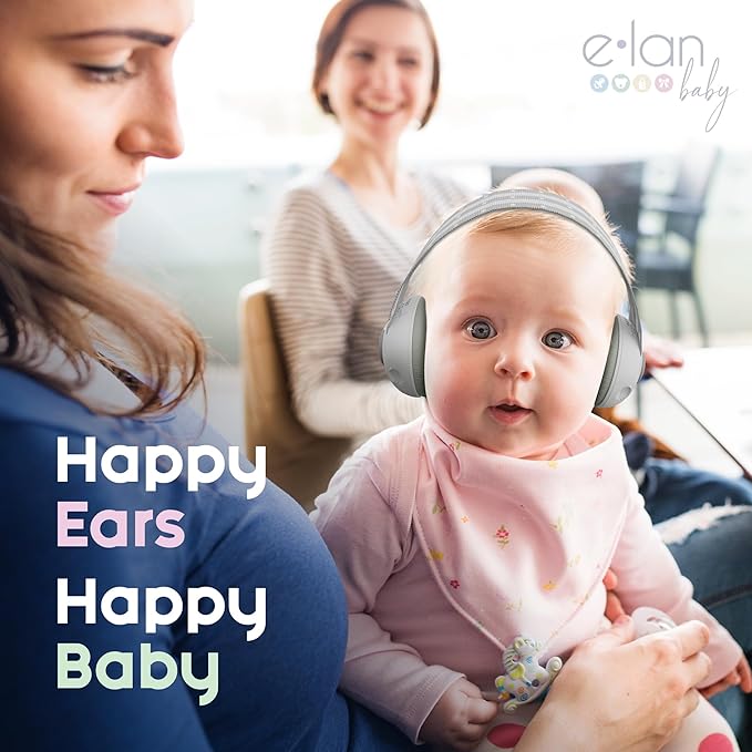 2-in-1 Baby Ear Muffs Noise Protection - Baby Headphones for Noise & Plane Travel - 2 Headbands - Toddler Ear Protection for Infant & Toddler Travel Essential, Age 1-36 Months