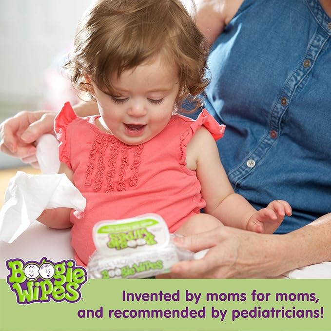 Saline Nose Wipes by Boogie, for Baby & Kids, Face, Hand & Body, Made with Vitamin E, Aloe, and Natural Saline, Grape Scent, 30 Count (Pack of 6)
