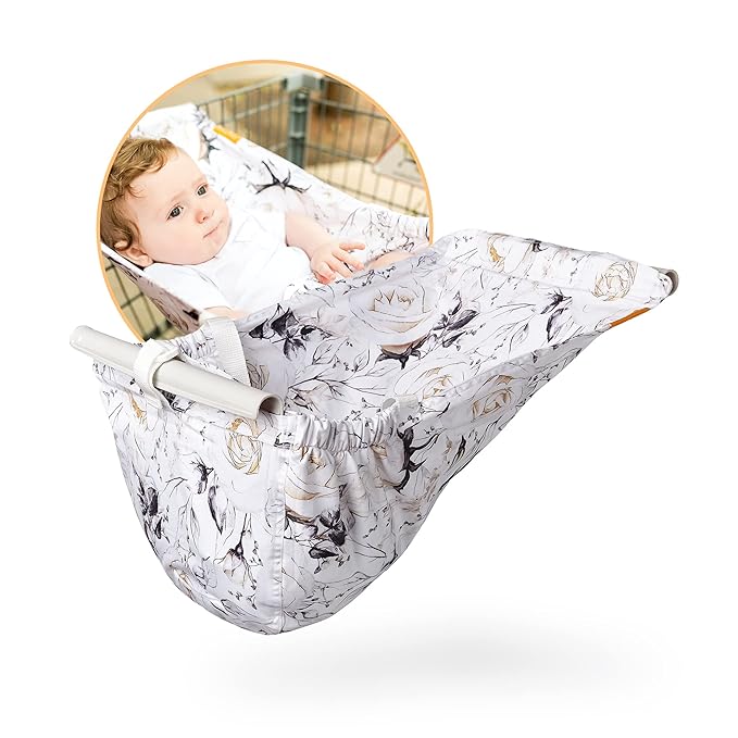 Binxy Baby Shopping Cart Hammock – Infant Seat for Grocery Carts – Holds Car Seats Securely – Compatible with Select 4-Seater Wagons (20–24” Wide) – Supports Up to 50 lbs – Coming Up Roses
