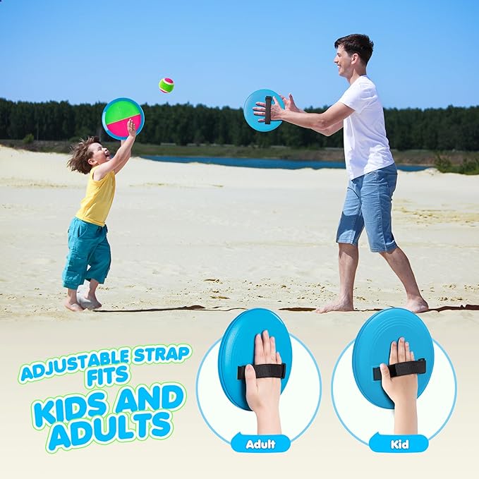 Toss and Catch Ball Set Upgraded - Family Games Pool Toys Beach Toys - Sturdy & Water-Resistant Great for Outdoor Games - Classic Gift for Kids Boys Girls Teens 3 4 5 6 7 8 9 10 11 12 13+ Years Old