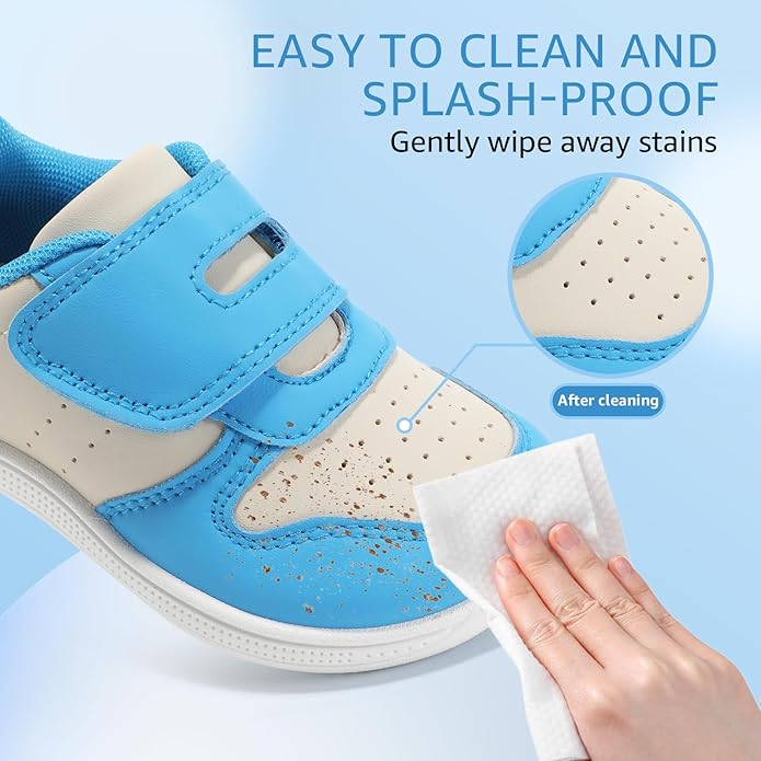 Toddler Wide Toe Box Barefoot Shoes Boys Girls Sneakers Zero Drop Kid Tennis Running Shoes Lightweight Non-Slip Comfortable Leather First Walking Shoe Outdoor Activities School