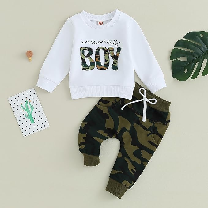 ZAXARRA Toddler Newborn baby boys Fall Outfits Long Sleeve Letter Print Sweatshirt Tops Pocket Pants Casual Clothing Sets