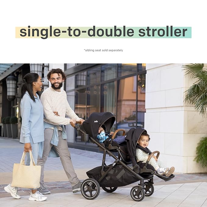 Joie Chive Single-to-Double Reversible Stroller, 20+ Customizable Modes, Suspension & All-Terrain Rubber Wheels, Expandable UPF 50+ Canopy (Dove)