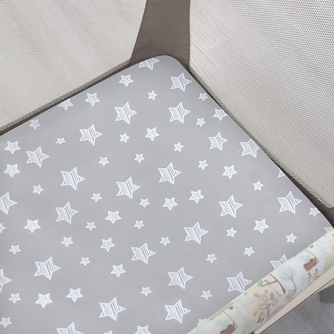 Pack and Play Sheets Boy, Mini Crib Sheets Boy, Stretchy Pack n Play Playard Fitted Sheet, Compatible with Graco Pack n Play, Soft and Breathable Material, Grey & Navy