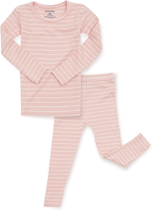 AVAUMA Stripe Pattern Baby Boys Girls Pajama Set Kids Toddler Snug fit Ribbed Sleepwear pjs for Daily Life Style