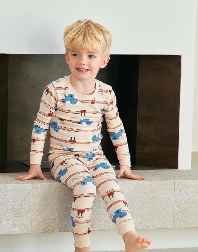 moimoln Sibling Matching 6M-8Y Soft Warm Cotton Modal Character Long Sleeve Snug-Fit Pajama Long Sleeve Sleepwear Daily