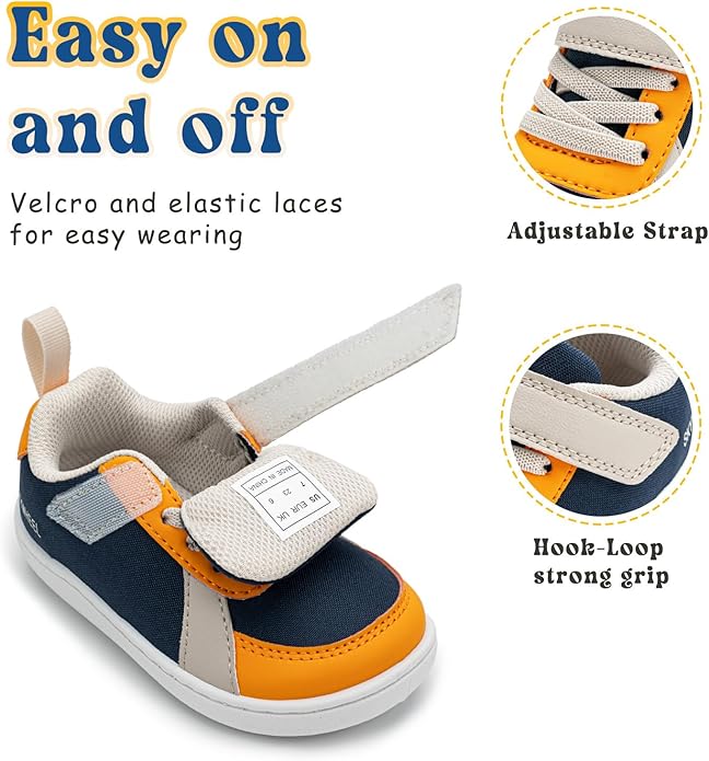 SKYWHEEL Toddler Wide Toe Box Barefoot Shoes Boys Sneakers Kids Tennis Shoes Comfort Lightweight Zero Drop Walking Shoe for Indoor/Outdoor Play