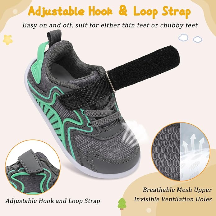 L-RUN Baby Shoes Boys Girls First Walkers Breathable Infant Sneakers Flexible Non-Slip Sole Walking Shoes for Toddlers