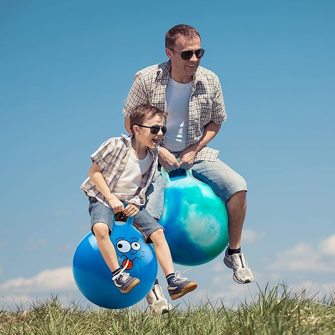 U&C Planet Hopper Ball 18 inches Bouncy Ball with Handle for Kids Age 3-6 Hoppity Hop Sit and Bounce Jumping Hopping with Pump and Gift Box Great Gift for Birthday Christmas, Clouds