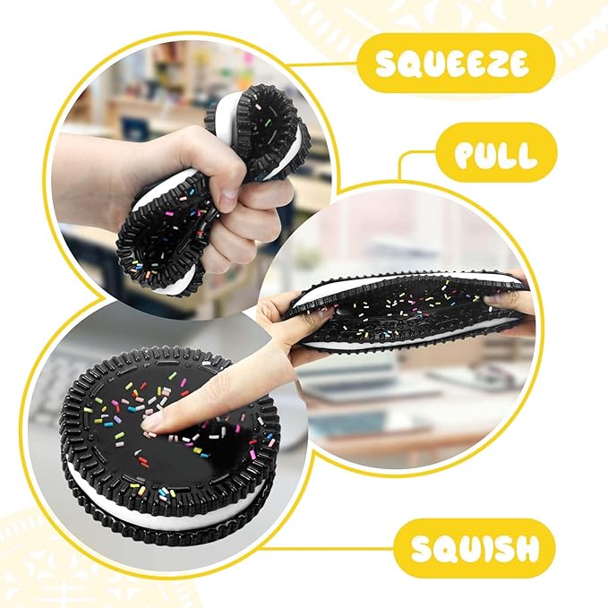 Sticky Cookie Squishies Fidget Toys Adults, Squeeze Toys Fidget Toys for Autism, Stress Balls for Adults Fidgets Birthday Easter Basket Stuffers(1 Pack Large Black)