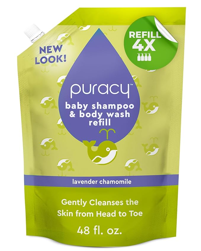 Puracy Shampoo & Body Wash for Children - Perfect Skin, Pure Ingredients - with 12 Fruit & Vegetable Extracts for Silky Smooth Skin, Gentle Lavender Chamomile, 98.8% from Mother Nature 48 fl oz