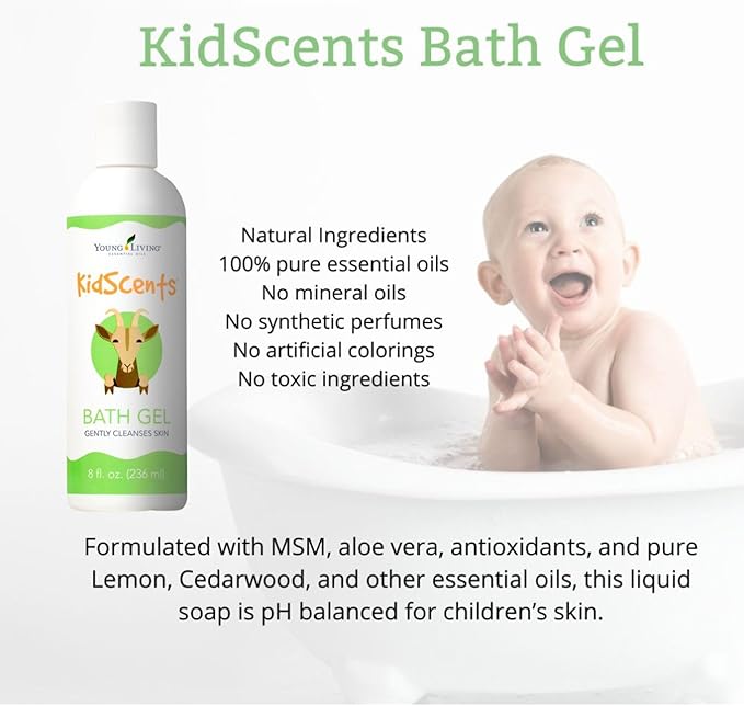 KidScents Bath Gel by Young Living - 8 fl oz - Hypoallergenic, Gentle, and Nourishing Botanicals for Children's Sensitive Skin - Aloe Vera Moisturizing