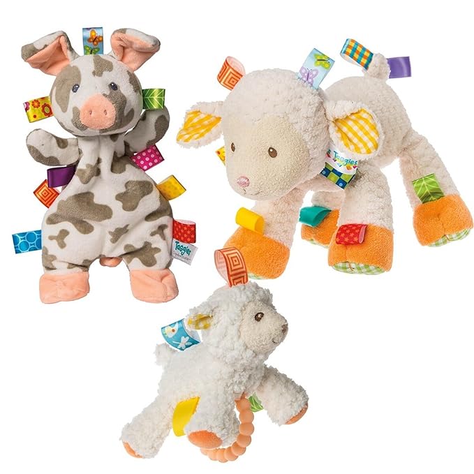 Taggies Teether Baby Rattle Soft Toy, 5-Inches, Sherbet Lamb,1.0Count