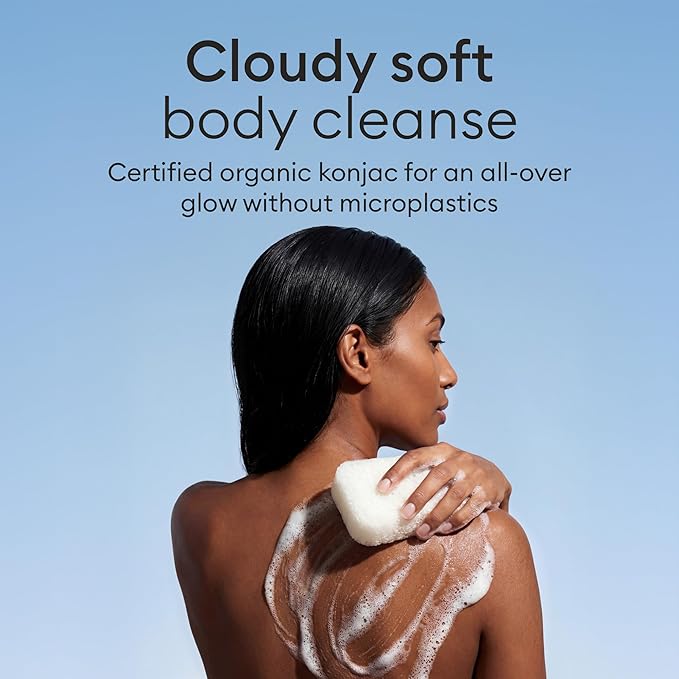 Vove Organic Konjac Body Sponges 2-Pack - Natural Full Body Exfoliating Shower Sponges, Gentle Plant-Based Cleansing for All Skin Types, Microplastic-Free Biodegradable, Certified Organic