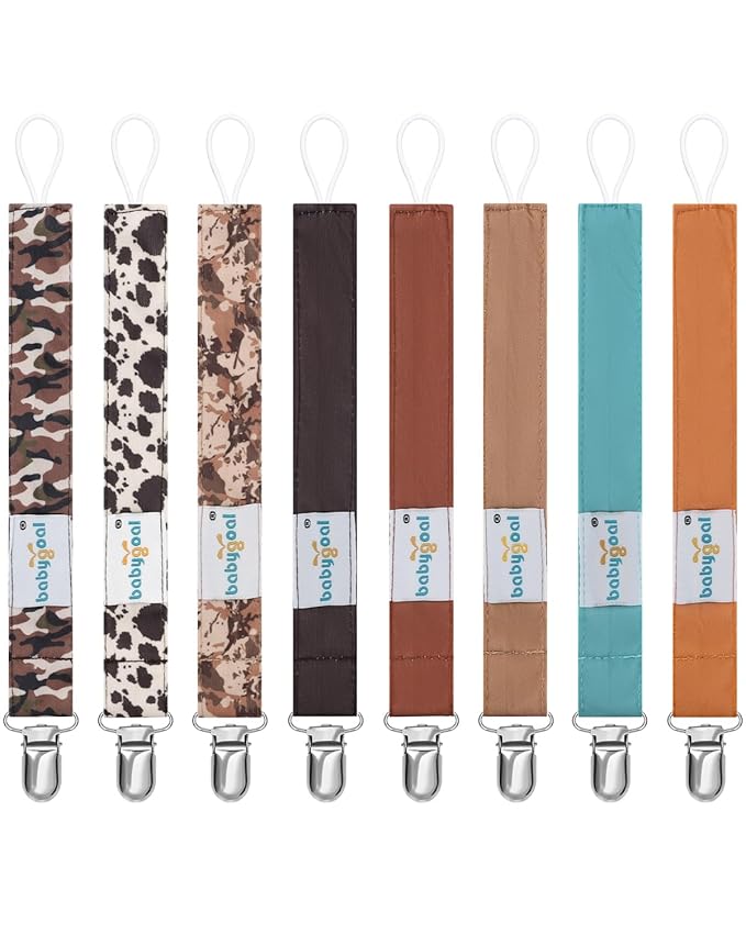 babygoal Baby Neutral Pacifier Clips, 8 Pack Binky Paci Holder Clips for Baby Boys and Girls Fits Most Pacifiers and Binkies 8MP46-B