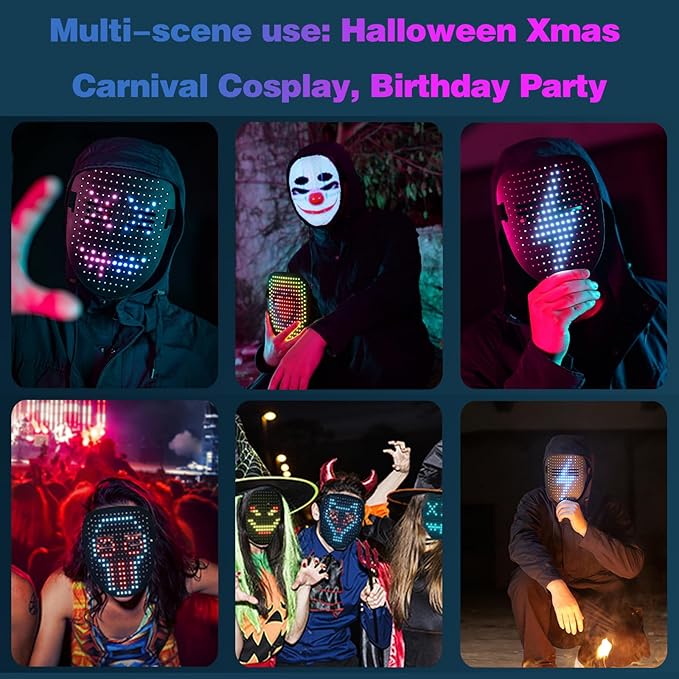 Led Mask Light up Mask with Gesture Sensing, Cool Glowing Toys Masks Great Gift for Halloween Christmas Costume Party