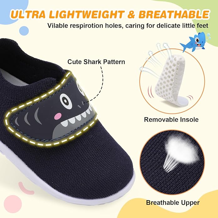 L-RUN Baby Shoes Boys Girls First Walking Shoes Infant Sneakers Toddler Crib Shoes Lightweight Breathable Non-Slip Soles