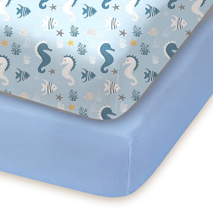 Pack and Play Sheets Fitted 2 Pack, 38x26 Graco Pack n Play Sheets for Playard & Travel Crib Mattress, Ultra Soft Jersey Knit, Breathable Stretchy Deep Pocket, Compatible with Mini Cribs