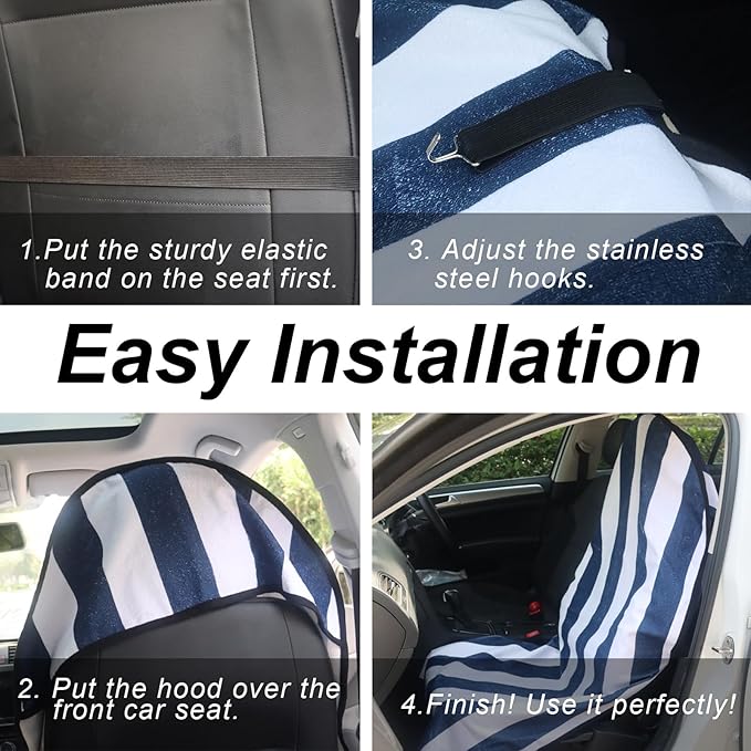 Sweat Towel Car Seat Cover Protector Front Seats for Gym Workout, Running, Swimming, Beach and Hiking, Waterproof Universal Seat Cover for Car, Truck, Van & SUV (2pcs Front Seat)