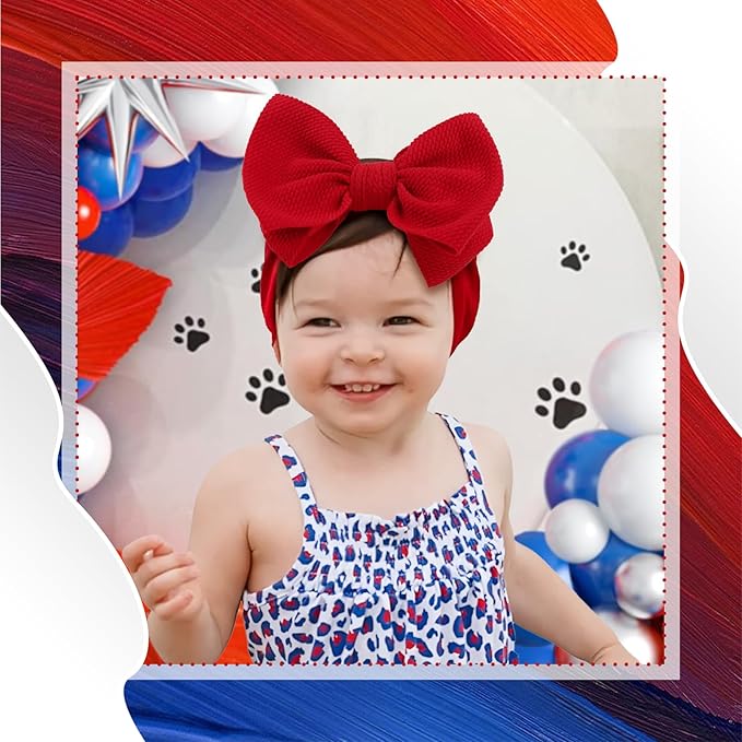 YanJie 4th of July Baby Headbands Red Hair Bow Blue Headband Bow for Girls Independence Day Hair Accessories Newborn Infant Baby Girl Toddler