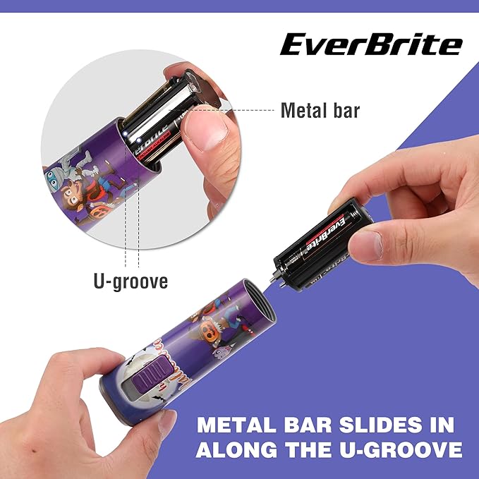 EverBrite Halloween Flashlights Halloween Gifts, Small LED Flash Light Handheld Torch with Lanyard 3AAA Battery Included, 1 Pack-Purple