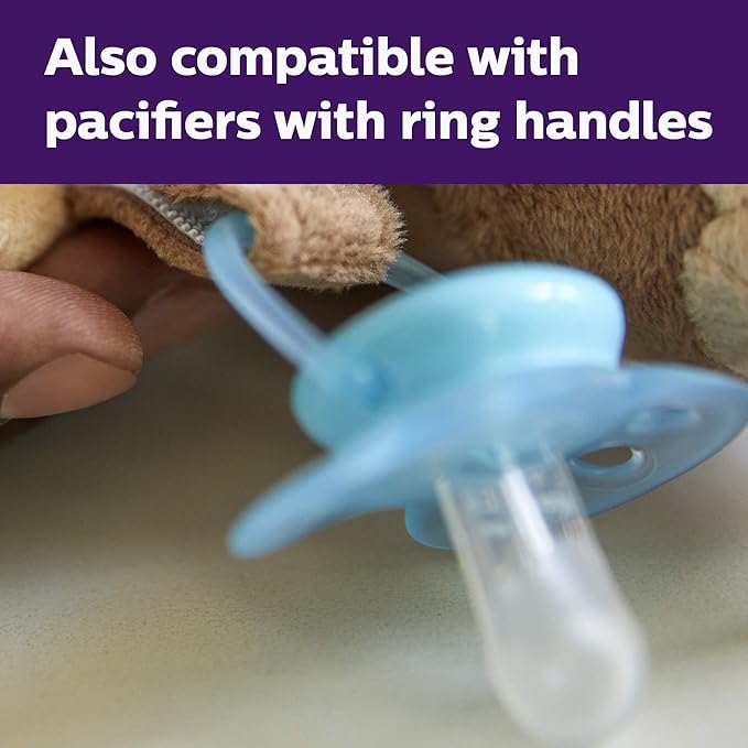 Philips AVENT Soothie Snuggle Pacifier Holder with Detachable Pacifier,0m+,Giraffe,SCF347/01,(Pack of 3)