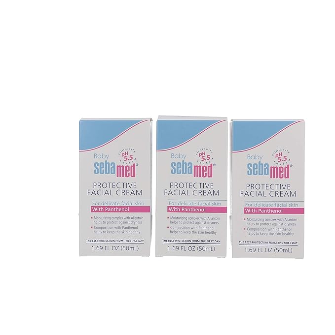 SEBAMED Baby Protective Facial Cream Ultra Mild Gentle Hydrating Face Moisturizer for Delicate Skin (50mL) Pack of 3