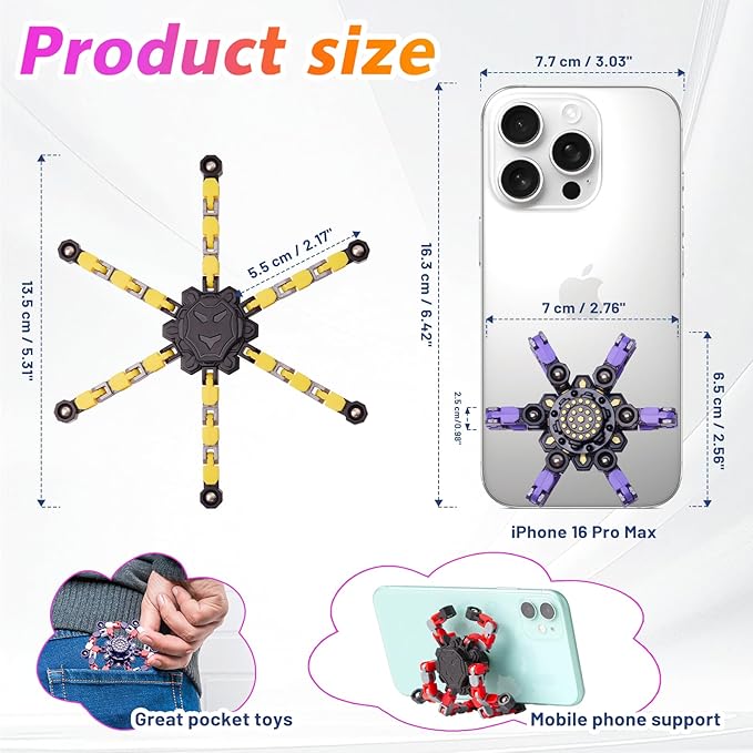 Valentines Day Gifts Transformable Fidget Spinners Toys 4 Pcs for Kids and Adults Stress Relief Sensory Toys for Boys and Girls Age 8-13 Fingertip Gyros Easter Basket Stuffers for Teens