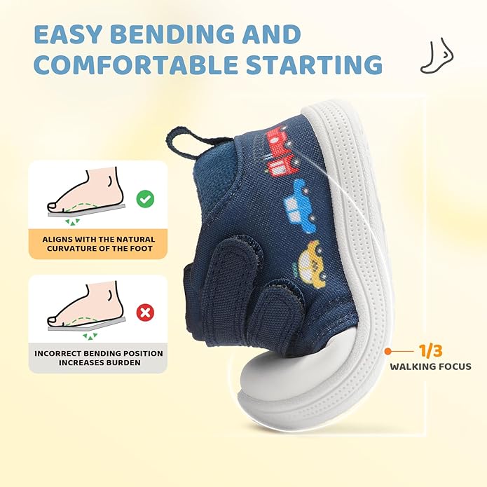 Baby First Walking Shoes Baby Girls Wide Barefoot Sneakers Lightweight Soft Toddler Shoe Non-Slip Ankle Support