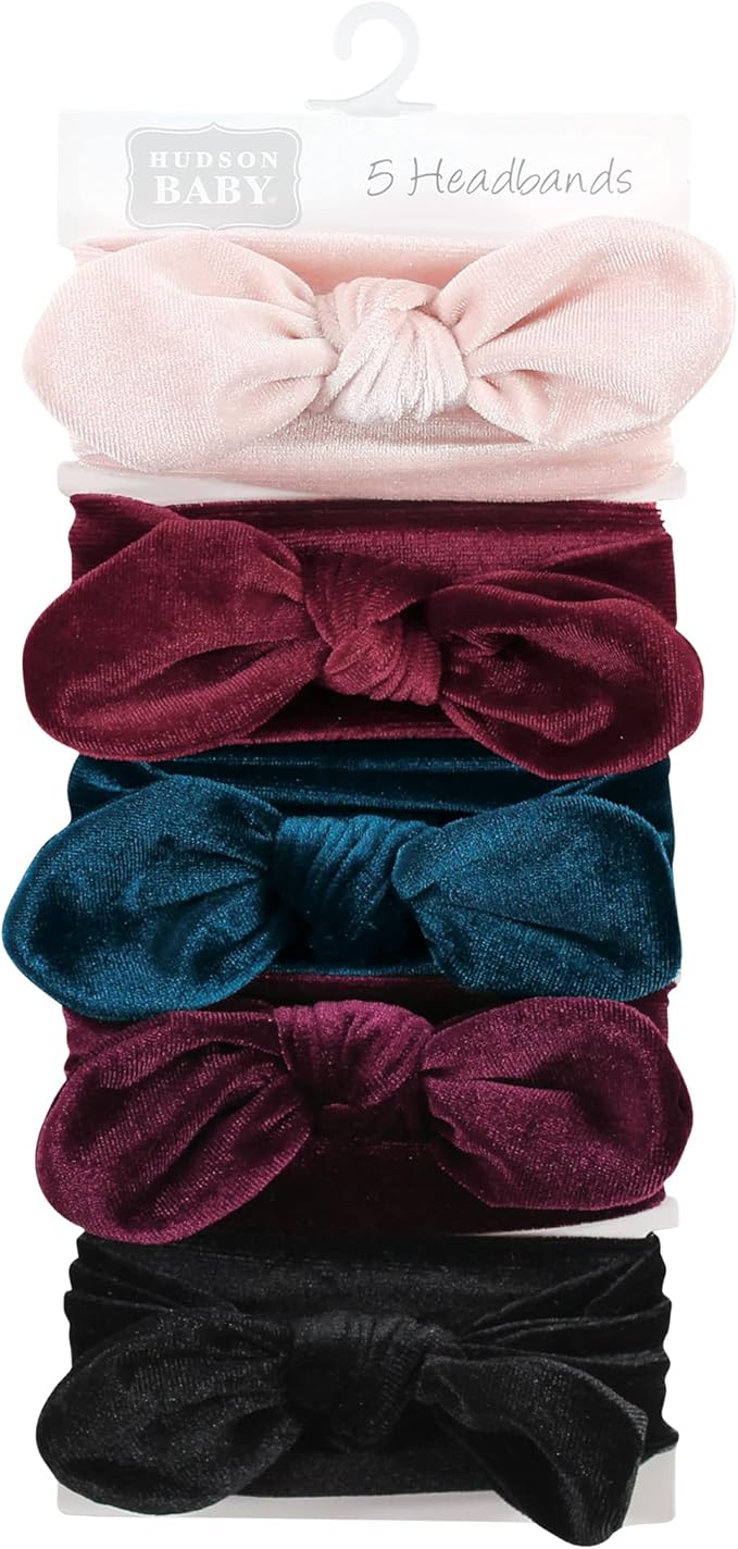 Hudson Baby Cotton and Synthetic Headbands, Size 0-24 Months