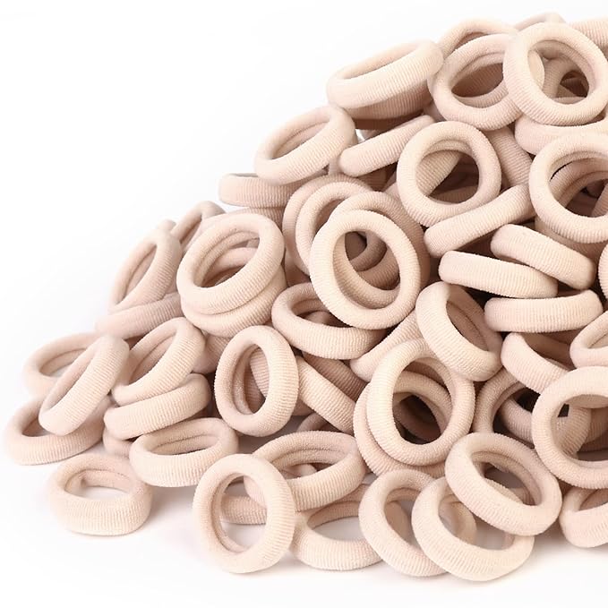 300PCS Blonde Girls Hair Ties, Seamless Toddler Hair Bands No Damage, Cotton Small Hair Ponytail Holders and Mini Kids Elastic Holders No Crease, Blond (Diameter 0.97 Inch) by NSpring
