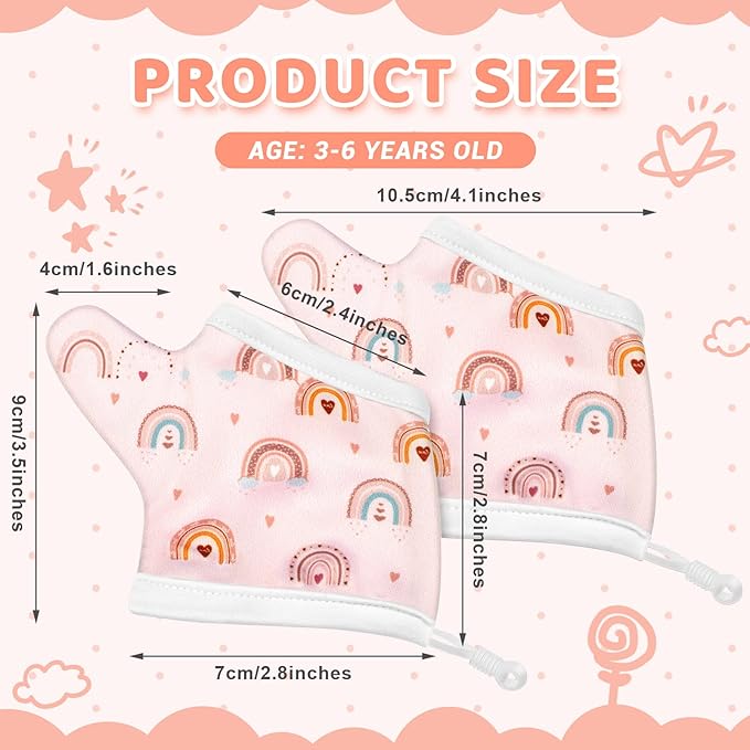 Seematn 4 Pairs Thumb Sucking Stop for Kids Breathable Thumb Suck Guard for Baby Toddler Stop Sucking Fingers Nail Biting Gloves(3-6 Years,Unicorn)