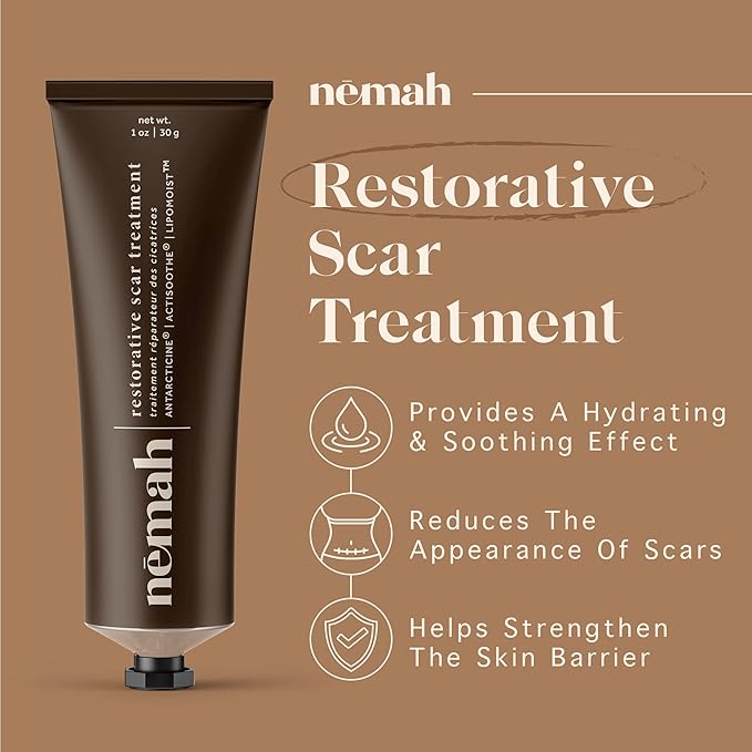 Nemah Restorative Scar Treatment, C Section Recovery, Scar Cream for Surgical Scars, Ideal to Reduce the C Section and Acne Marks, Dermatologist Approved, Antioxidant Rich, Vegan Formula, 1 oz