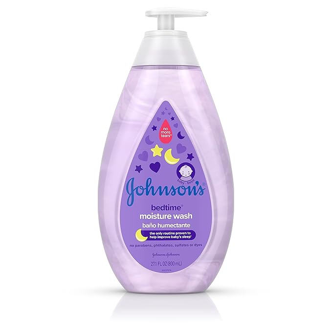 Johnson's Baby Bedtime Moisture Body Wash, Soothing NaturalCalm Aromas, Nighttime Bath Wash to Help Calm Baby Before Bed, Baby Wash, No added Parabens & Sulfates, 27.1 fl. oz