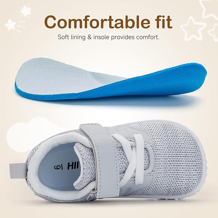 HIITAVE Toddler Sneakers Lightweight Boys Girls Barefoot Shoes for Walking Running Tennis Playing