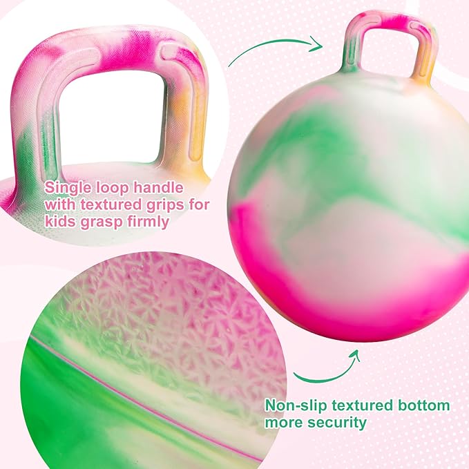 ZOOJOY Hopper Ball for Kids, 18 Inch Bouncy Ball with Handle, Clouds Girl Toys for Indoor Outdoor Active Play, Best Inflatable Balance Hopping Toys for Girls Boys Gifts 3 4 5 6 7 8 Years Old