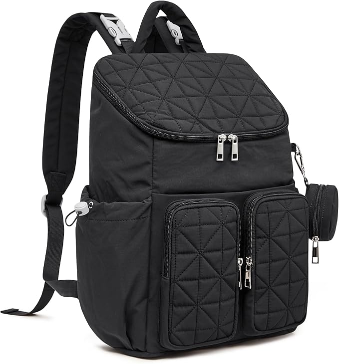 G4Free Diaper Bag Backpack for Moms Dads Travel Baby Bag with Pacifier Case & Insulated Pockets,Black