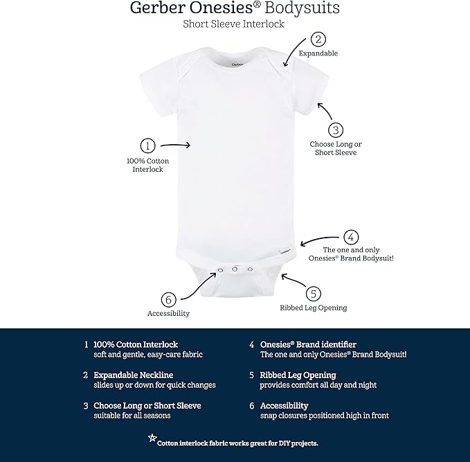 Gerber baby-girls 5-pack Solid Onesies Bodysuits