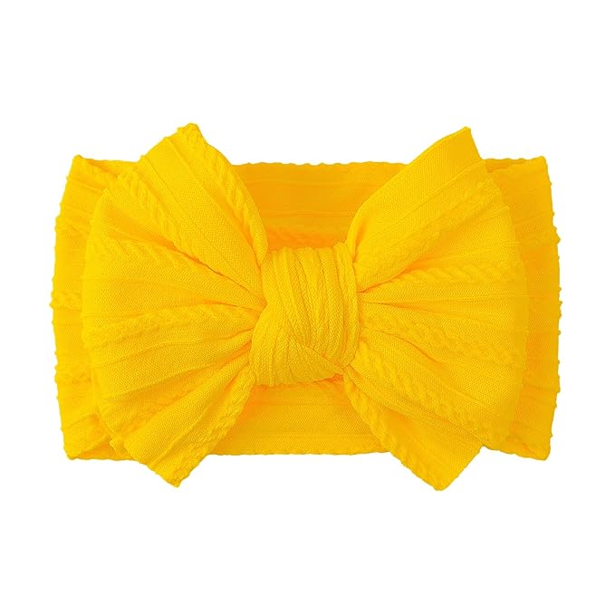 LemonSpace Handmade Baby Girls Headbands Soft Stretchy Nylon Hair Bands Hair Accessories with Bows for Newborn Baby Girls Infant Toddlers Kids(Yellow)