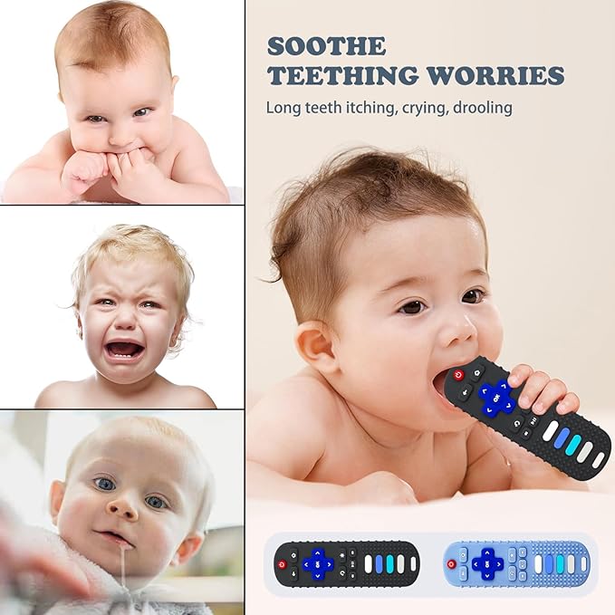 Baby Teether Toys - TV Remote Control Shape Silicone Toddler Teething Toys for Babies 6-12 Months