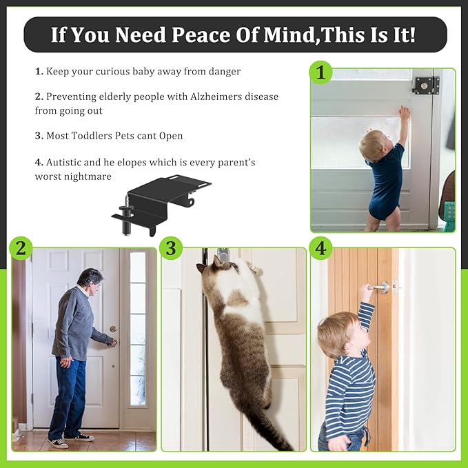 Child Safety Door Top Lock, TAMIDN Top Door Locks for Kids Safety Made of Durable Metal, Adjustable Child Locks for Door, Door lock kid proof for Childproofing Interior-Exterior Doors
