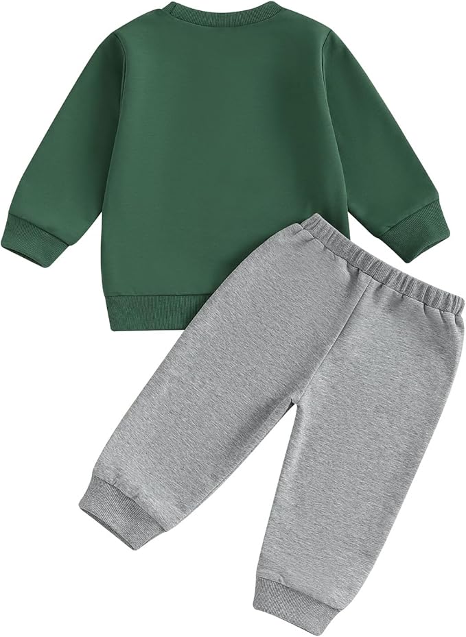 Baby Boy Fall Clothes Set Long Sleeve Truck Tractor Print Sweatshirt Pants Toddler Infant Outfits 6 12 18 24 Months 2T