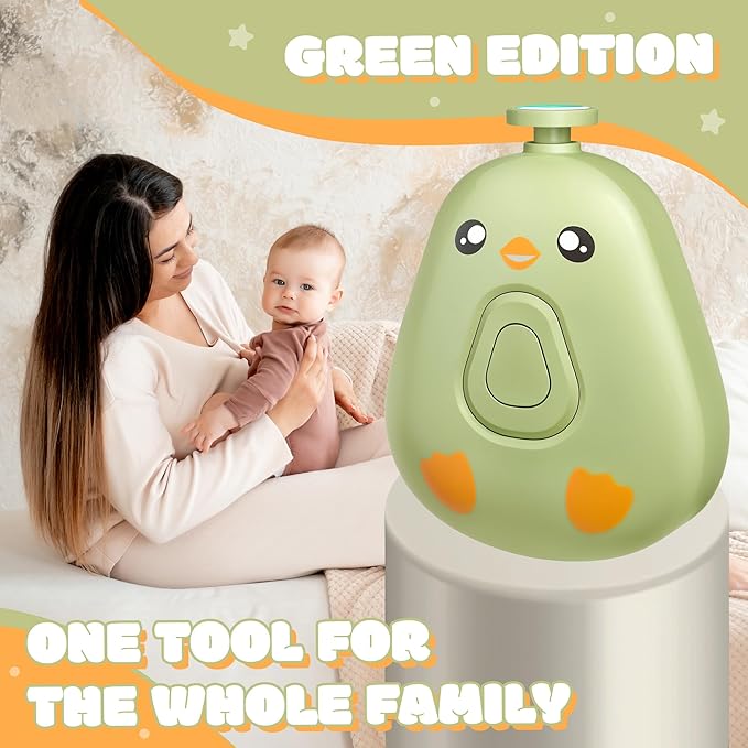 Electric Baby Nail Trimmer – Safe and Quiet Nail File for Infants and Kids, 6 Grinding Heads, Low Vibration & Gentle Power for The Care of Your Baby