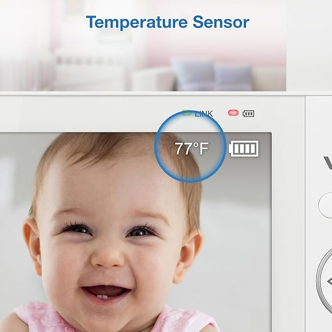 VTech Video Baby Monitor with 7" Color LCD Screen, Portable, Long Battery Life, Clear Audio/Video Quality, Secure Transmission, No Wi-Fi, 2-Way Audio, Temperature Sensor, Travel Monitor: 819 Max