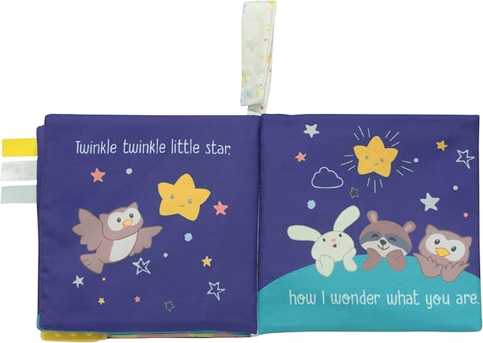 Magic Years 5 inch Soft, Crinkle Activity Book with Teether and Travel Strap for Baby, Twinkle, Twinkle Little Star, Multicolored