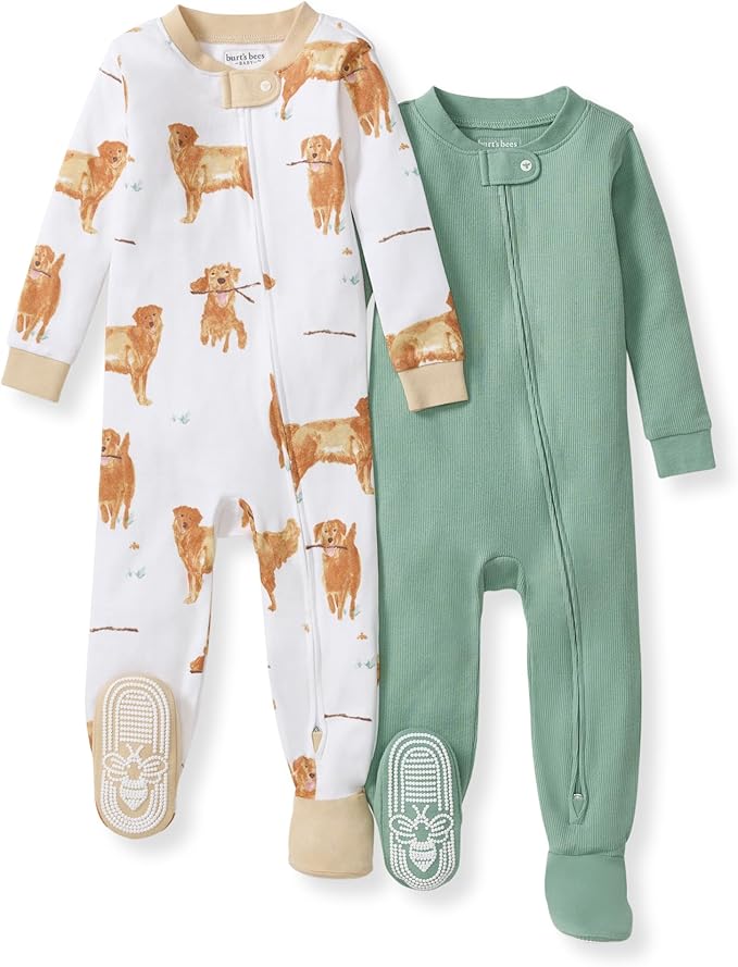 Burt's Bees Baby baby-boys Sleeper Pjs, 100% Organic Cotton, One-piece Footie, Zip Up Jumpsuit, Snug Fit Pajamas