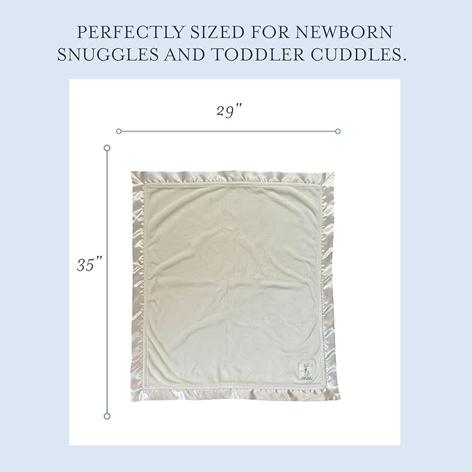 Little Giraffe Baby Blanket - Luxe Soft Blanket with Satin Trim - Baby Stroller Blanket - Newborn Baby Essentials & Baby Gifts - 29x35" - Cream