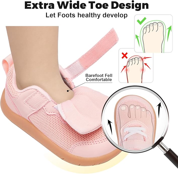 Wide Toe Box Toddler Shoes Baby First Walking Shoe Boys Girls Non-Slip Zero Drop Minimalist Tennis Sneakers